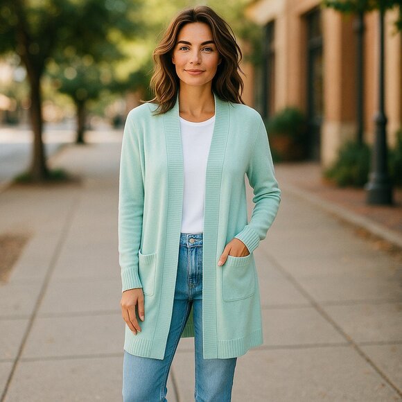 Cielo Sweaters - NEW Aqua Blue CIELO Long Cardigan Sweater Ladies SMALL